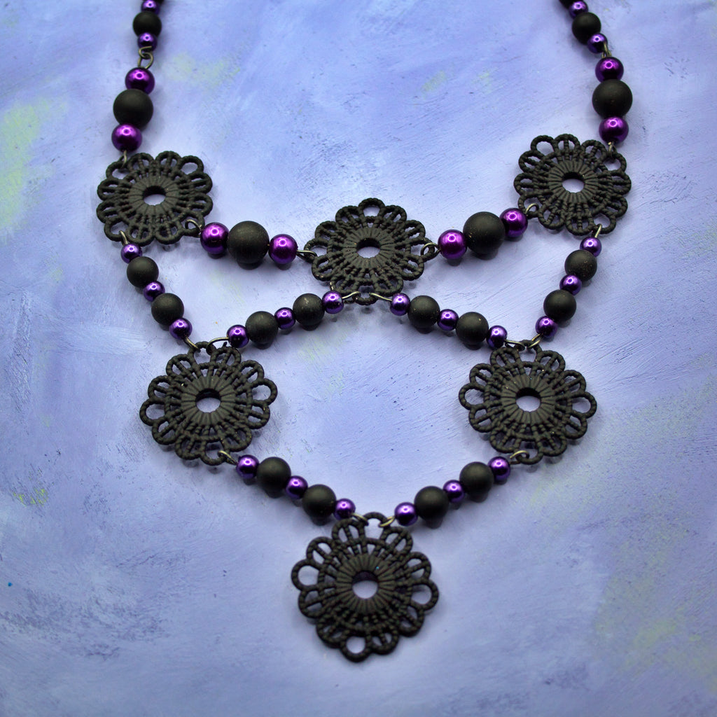 black flower necklace