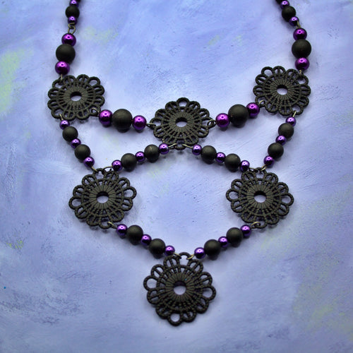 black flower necklace
