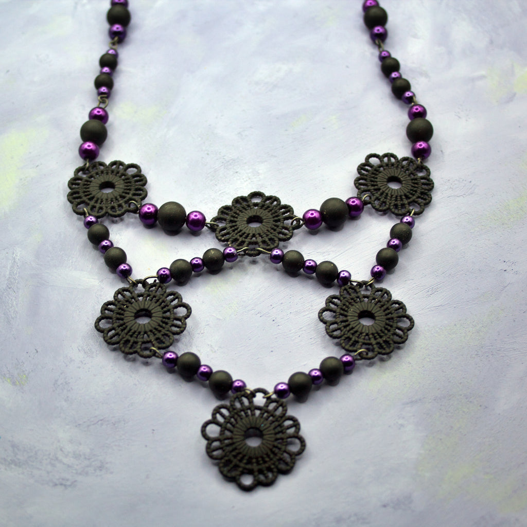 black flower necklace
