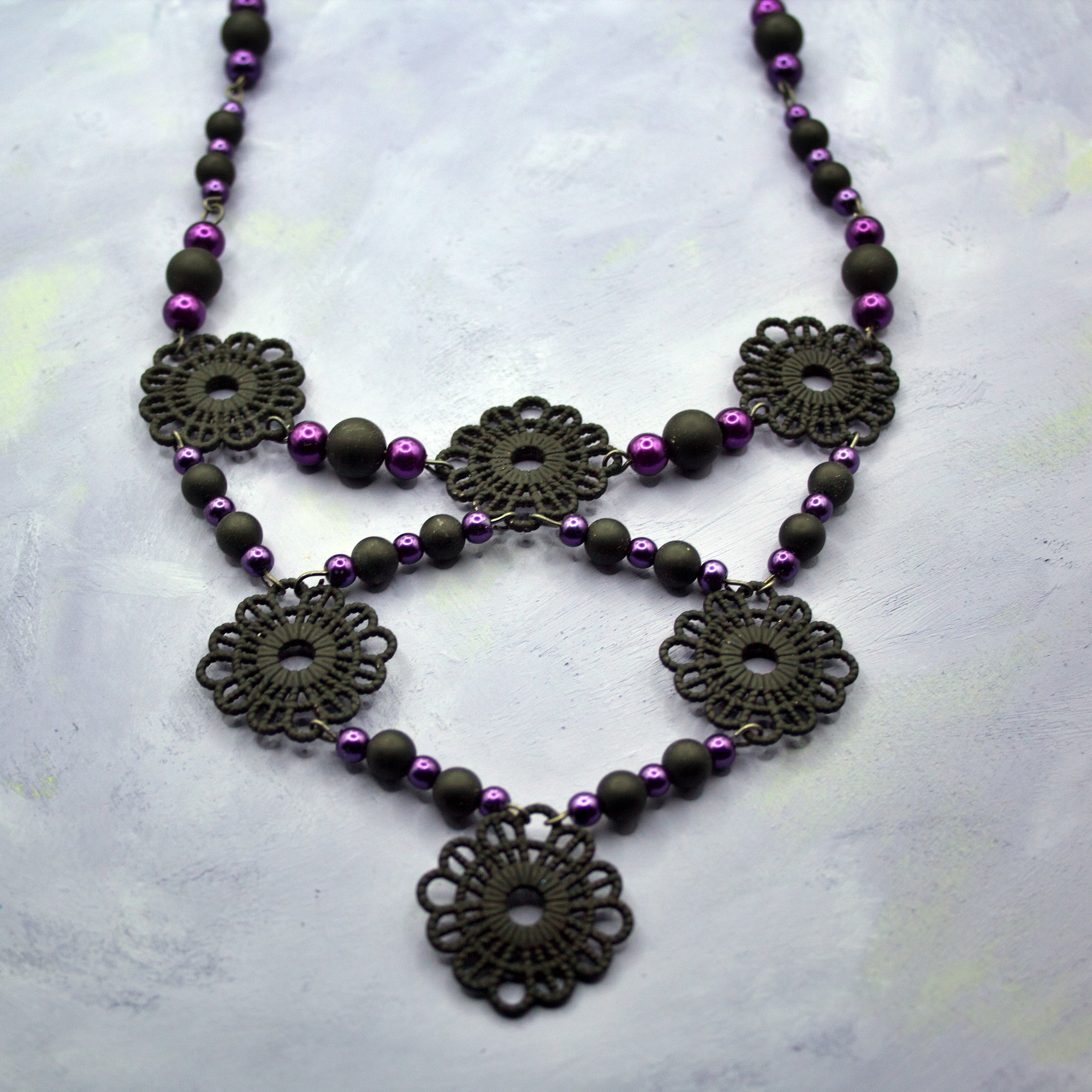 black flower necklace