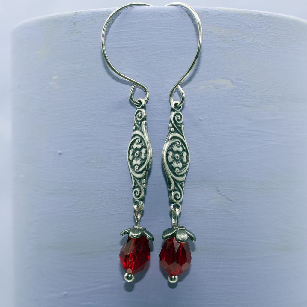 Red victorian drop earrings