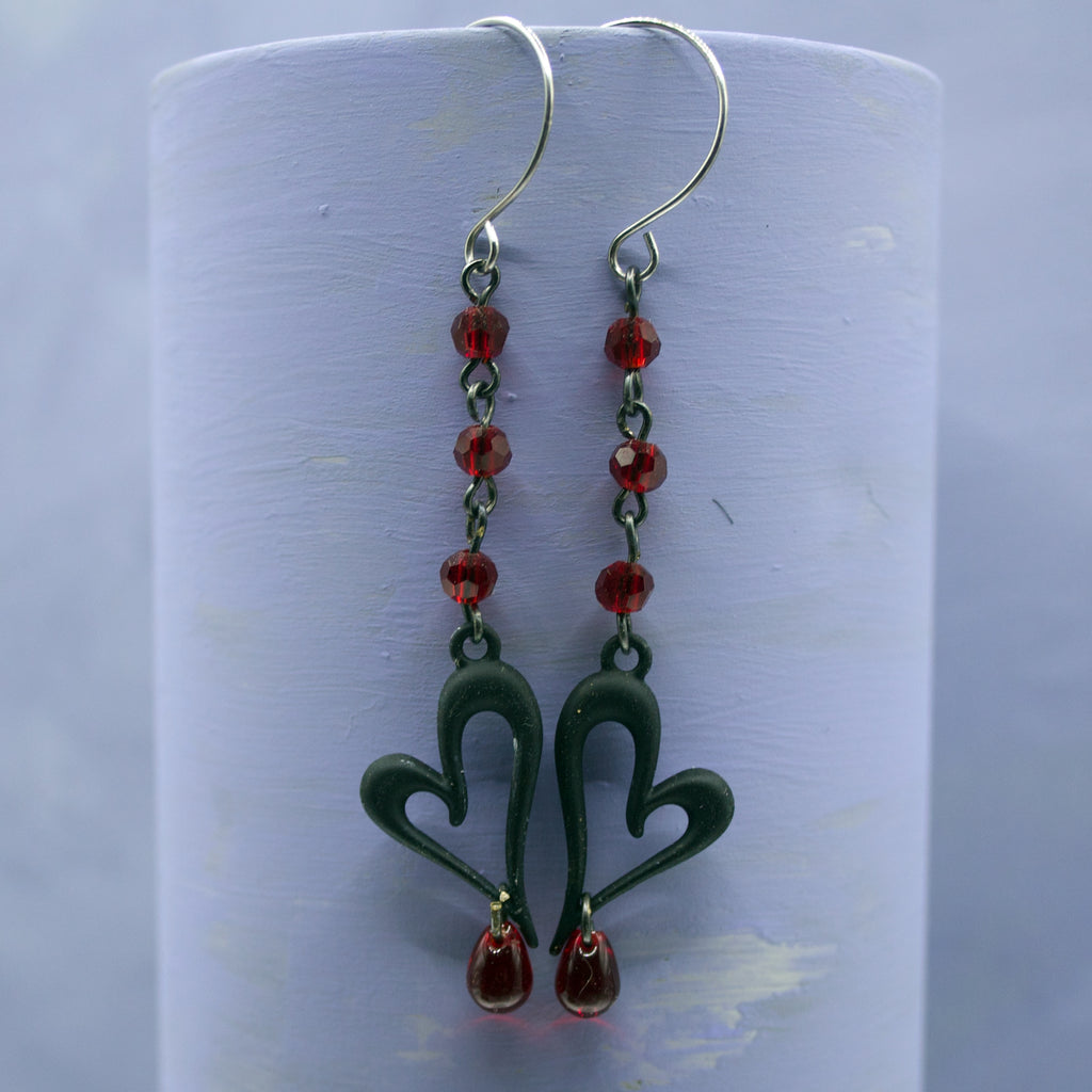 Black heart earrings