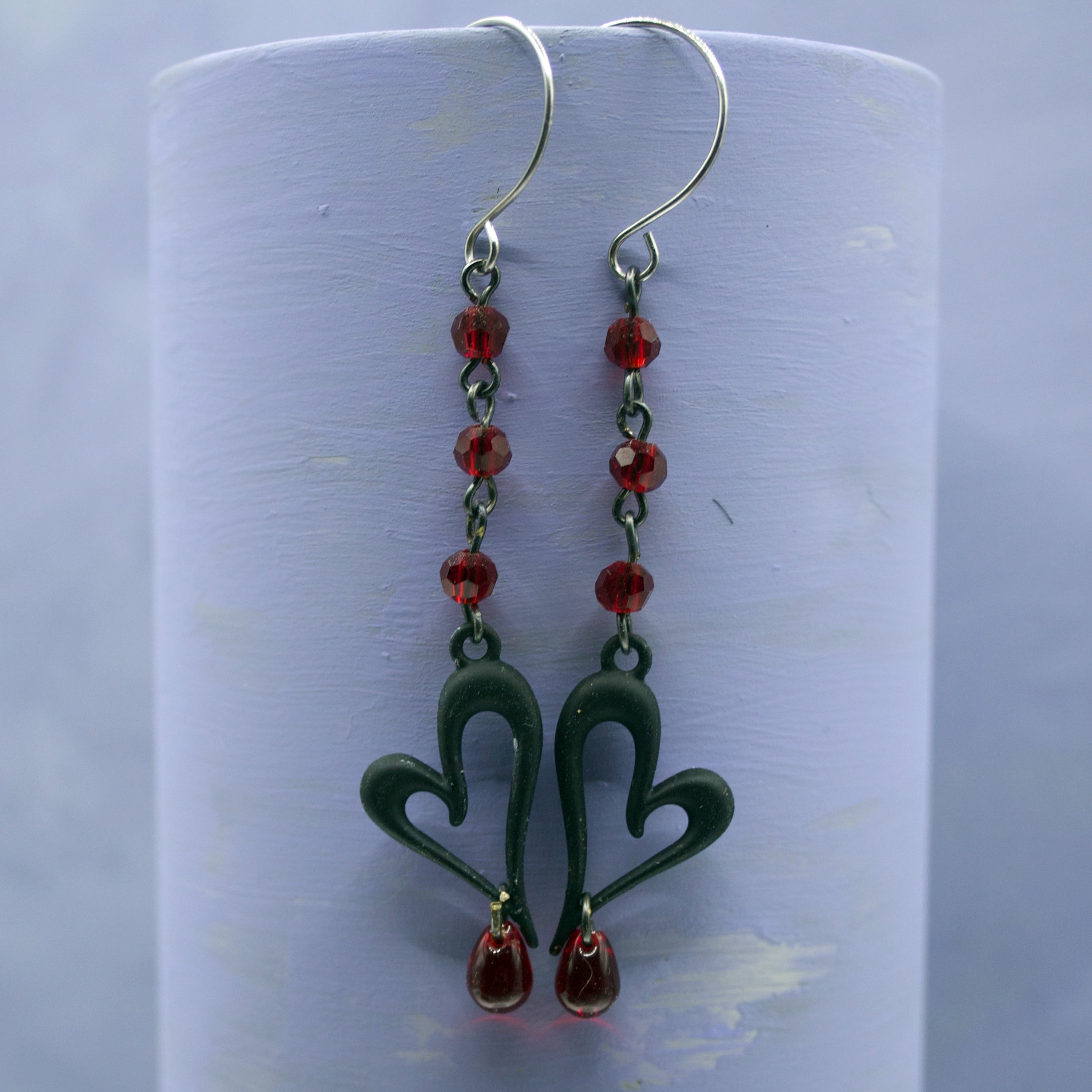 Black heart earrings