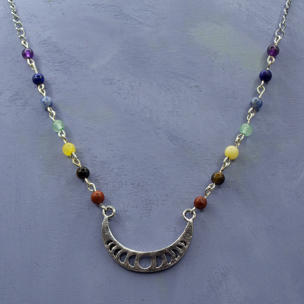 Chakra moon phase necklace