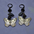 Butterfly skull flower earrings