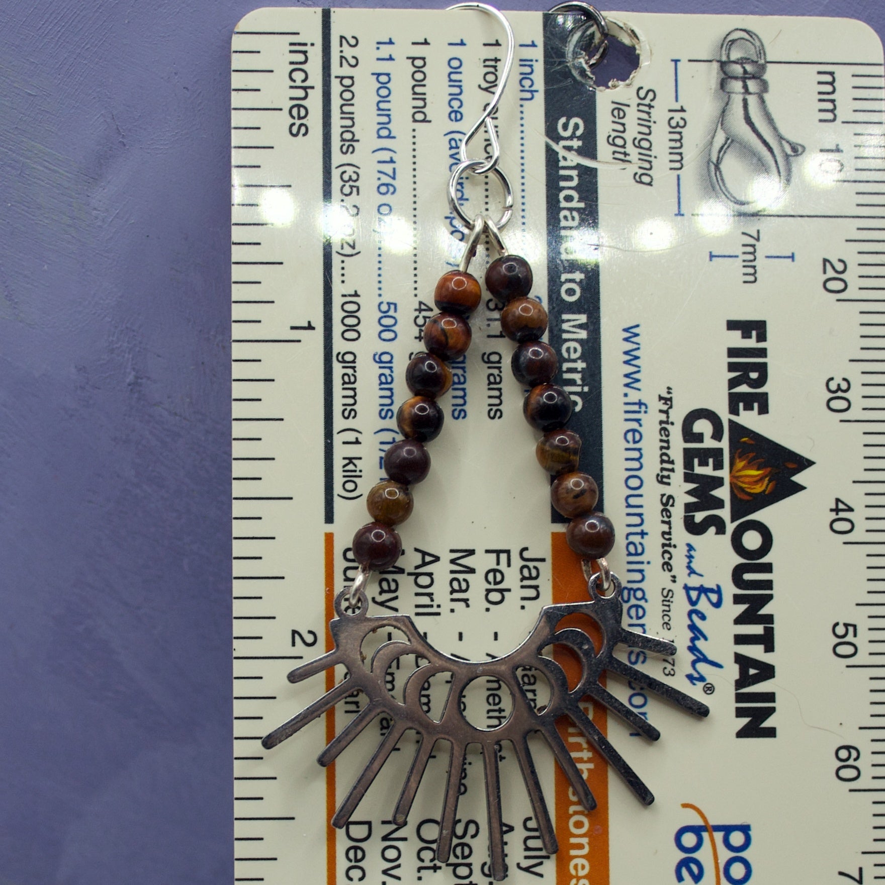 Tigers eye moon phase earrings
