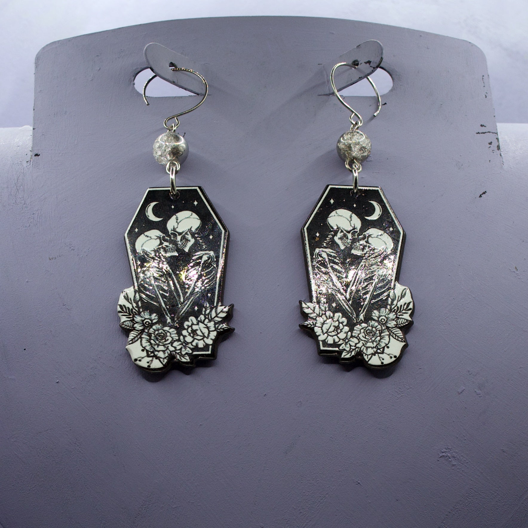 Till death coffin earrings