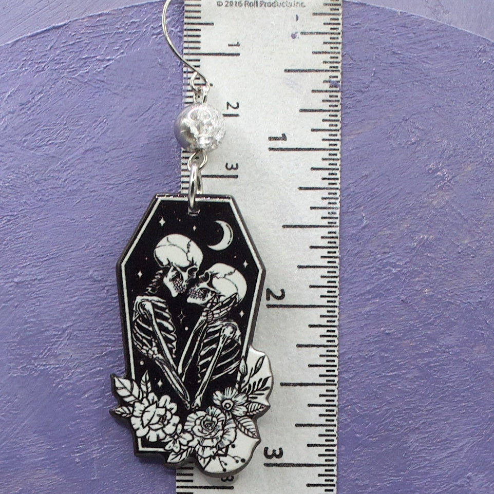Till death coffin earrings