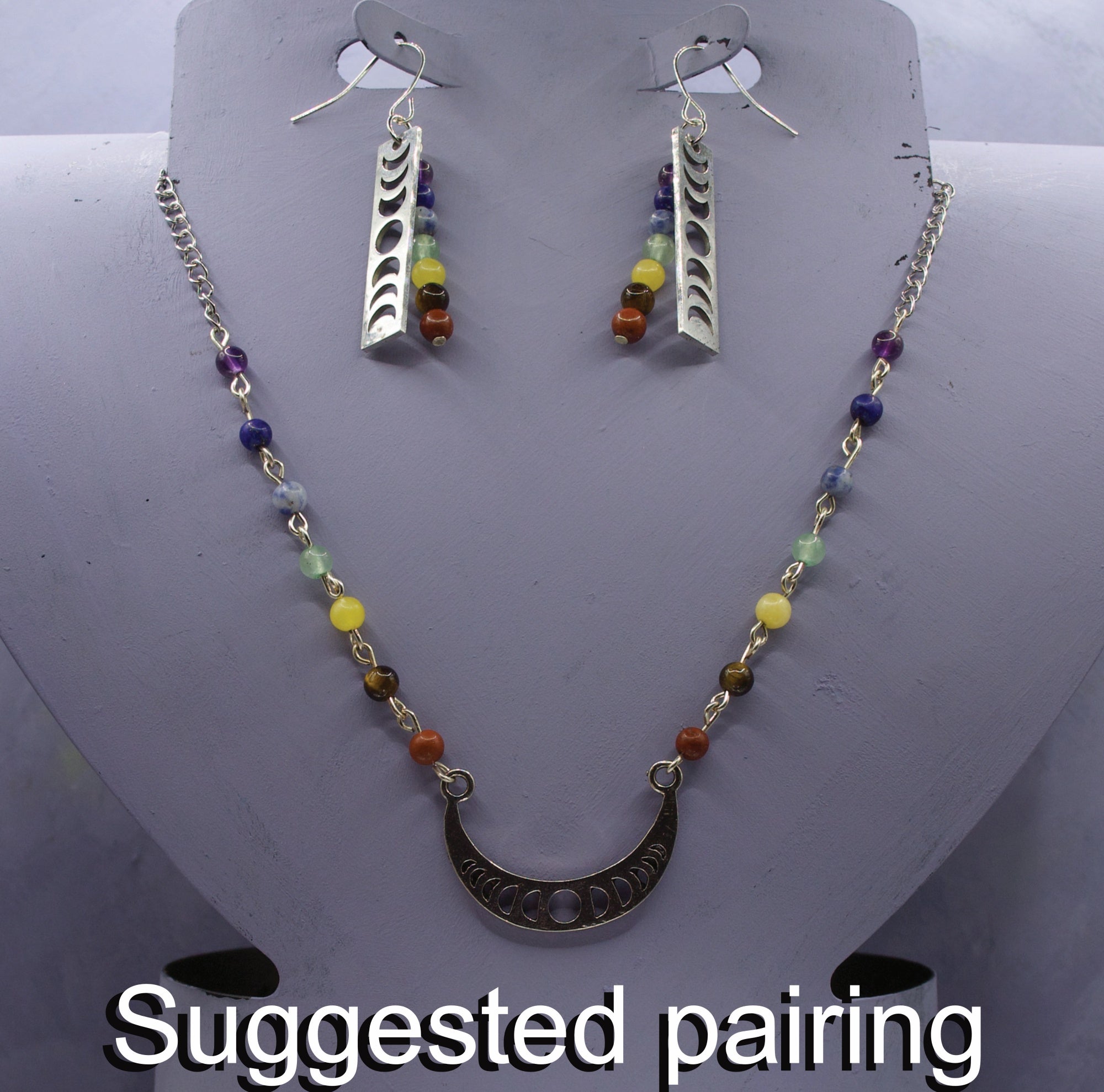 Chakra moon phase necklace